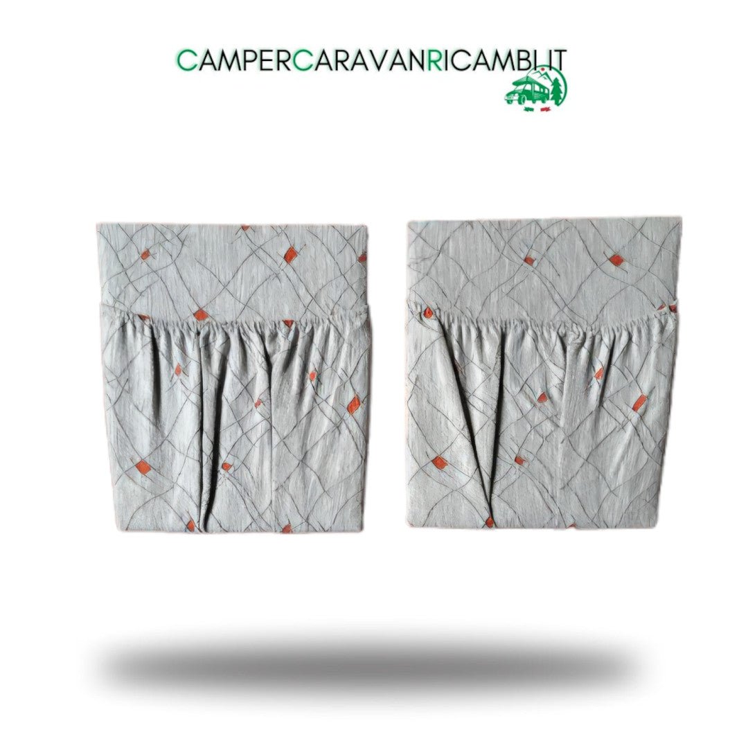 COPPIA TASCHE SAGOMATE SPECULARI IN TESSUTO GRIGIO PER CAMPER ARCA INIZI ANNI 2000 (TA - 00941) - campercaravanricambi.com