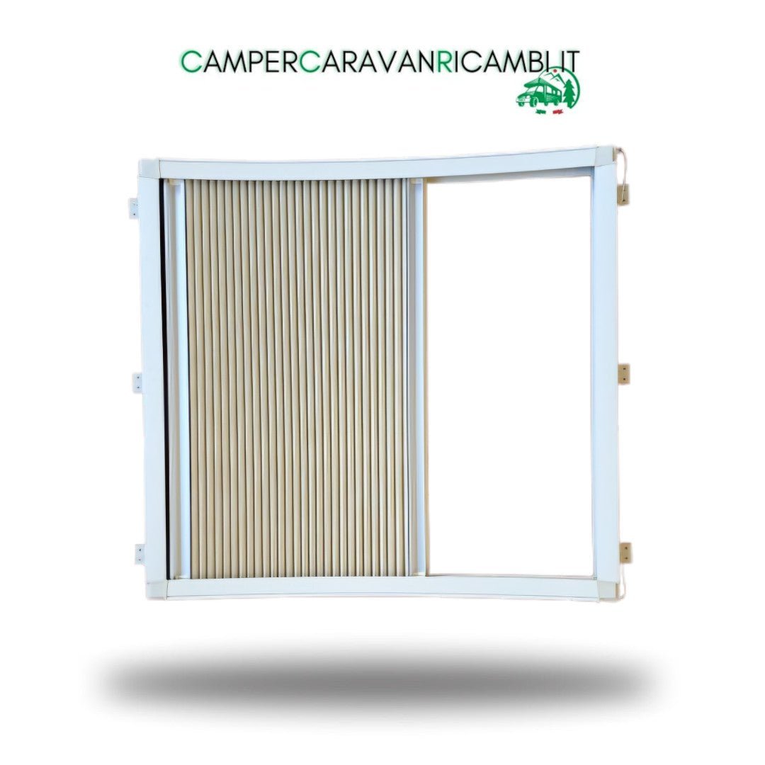 CORNICE INTERNA FINESTRA ANTERIORE CON OSCURANTE E ZANZARIERA PLISSETTATI PER CARAVAN HOBBY DAL 2016 AL 2025 (2423100016) - campercaravanricambi.com