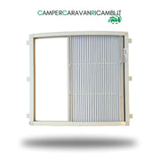CORNICE INTERNA FINESTRA ANTERIORE CON OSCURANTE E ZANZARIERA PLISSETTATI PER CARAVAN HOBBY DAL 2016 AL 2025 (2423100016) - campercaravanricambi.com