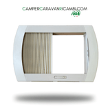 CORNICE INTERNA OBLÒ 70 X 50 CM CON OSCURANTE E ZANZARIERA PER CARAVAN HOBBY PRIMI ANNI 2000 - campercaravanricambi.com