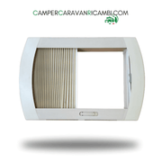 CORNICE INTERNA OBLÒ 70 X 50 CM CON OSCURANTE E ZANZARIERA PER CARAVAN HOBBY PRIMI ANNI 2000 - campercaravanricambi.com