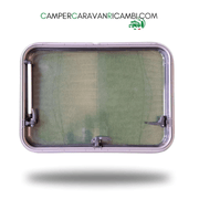 FINESTRA CON CORNICE IN PLEXIGLASS MODELLO DOMETIC S7 PER CAMPER HYMER FINE ANNI '90 / INIZIO 2000 - campercaravanricambi.com