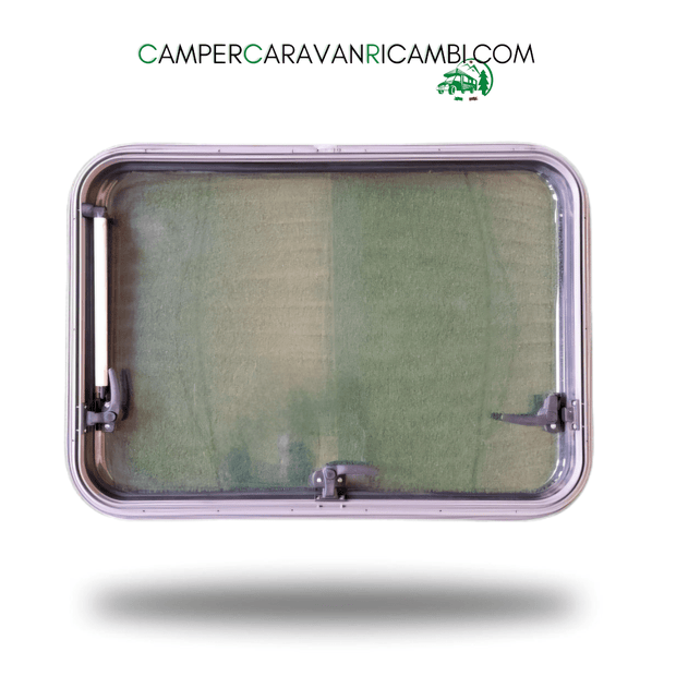 FINESTRA CON CORNICE IN PLEXIGLASS MODELLO DOMETIC S7 PER CAMPER HYMER FINE ANNI '90 / INIZIO 2000 - campercaravanricambi.com