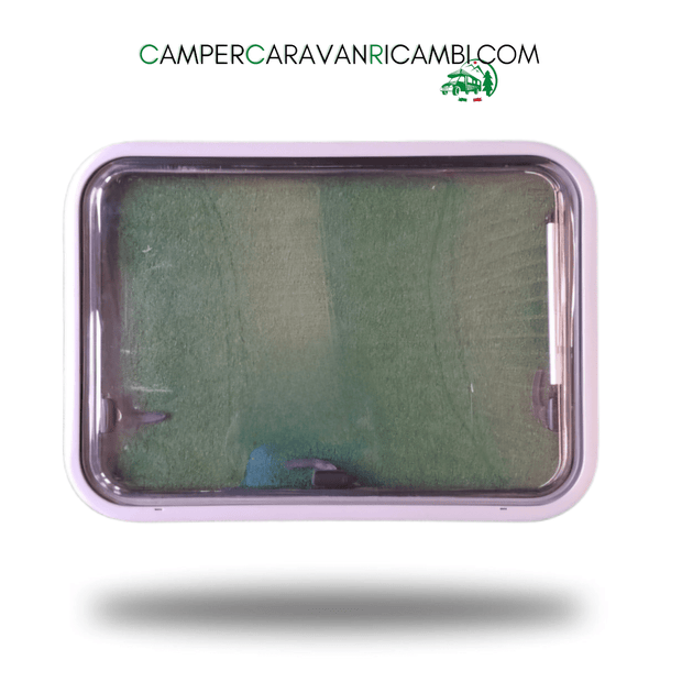 FINESTRA CON CORNICE IN PLEXIGLASS MODELLO DOMETIC S7 PER CAMPER HYMER FINE ANNI '90 / INIZIO 2000 - campercaravanricambi.com