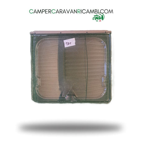 FINESTRA IN PLEXIGLASS COLOR VERDE CON PROFILO COLOR OTTONE PER CARAVAN ADRIA FINE ANNI '90 - campercaravanricambi.com