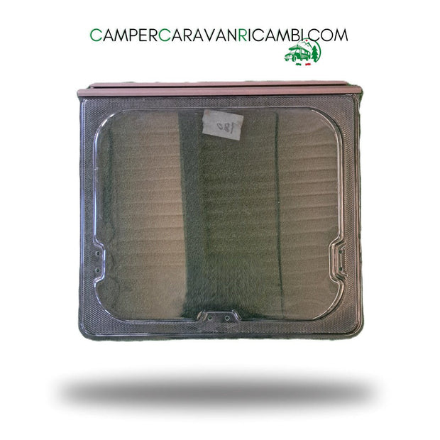FINESTRA IN PLEXIGLASS COLOR VERDE CON PROFILO COLOR OTTONE PER CARAVAN ADRIA FINE ANNI '90 - campercaravanricambi.com