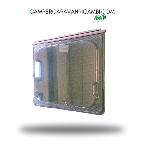 FINESTRA IN PLEXIGLASS COLOR VERDE CON PROFILO COLOR OTTONE PER CARAVAN ADRIA FINE ANNI '90 - campercaravanricambi.com