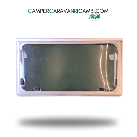FINESTRA IN PLEXIGLASS CON BORDO COLOR GRIGIO/CHAMPAGNE PER CAMPER HYMER FINE ANNI '90 / INIZIO 2000 - campercaravanricambi.com