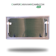 FINESTRA IN PLEXIGLASS CON BORDO COLOR GRIGIO/CHAMPAGNE PER CAMPER HYMER FINE ANNI '90 / INIZIO 2000 - campercaravanricambi.com