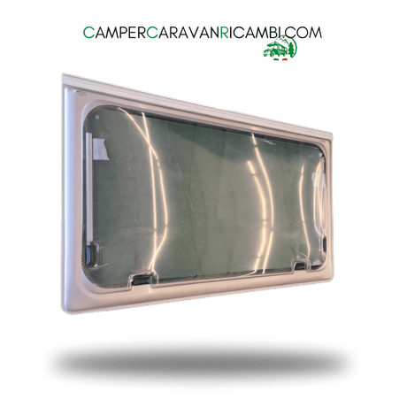 FINESTRA IN PLEXIGLASS CON BORDO COLOR GRIGIO/CHAMPAGNE PER CAMPER HYMER FINE ANNI '90 / INIZIO 2000 - campercaravanricambi.com