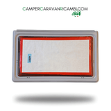 FINESTRA IN PLEXIGLASS CON BORDO GRIGIO CHIARO PER CAMPER/CARAVAN HOBBY FINE ANNI '90 (2412110096) - campercaravanricambi.com
