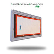 FINESTRA IN PLEXIGLASS CON BORDO GRIGIO CHIARO PER CAMPER/CARAVAN HOBBY FINE ANNI '90 (2412110096) - campercaravanricambi.com