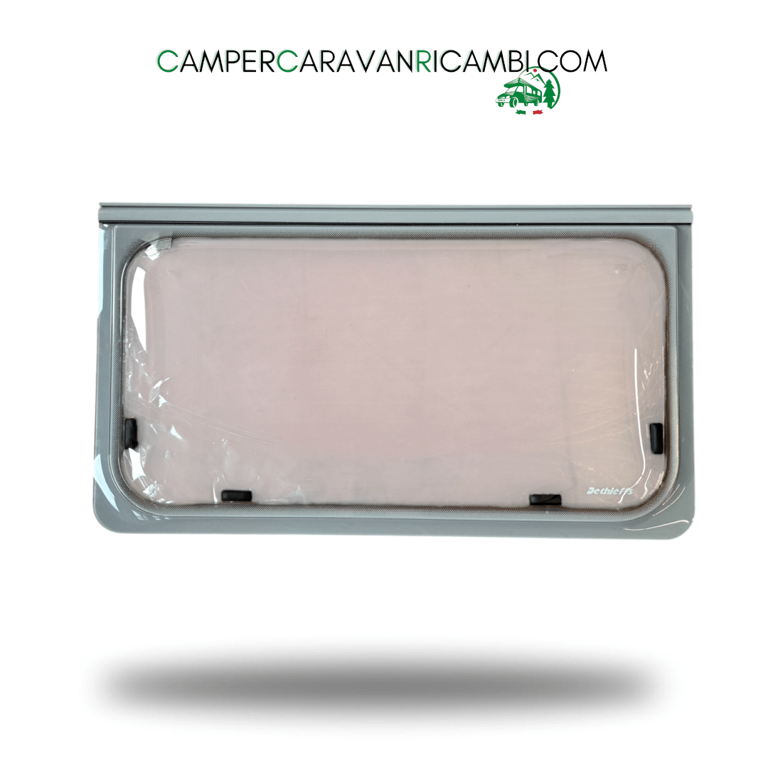 FINESTRA IN PLEXIGLASS CON BORDO GRIGIO PER CAMPER/CARAVAN DETHLEFFS PRIMI ANNI 2000 (0611340) - campercaravanricambi.com