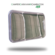 FINESTRA IN PLEXIGLASS CON BORDO GRIGIO SERIGRAFATO PER CAMPER E CARAVAN (F26900X550) - campercaravanricambi.com