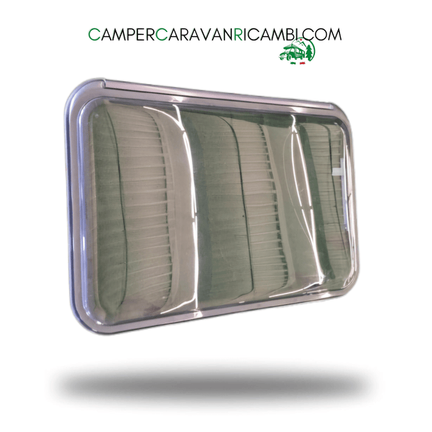 FINESTRA IN PLEXIGLASS CON BORDO GRIGIO SERIGRAFATO PER CAMPER E CARAVAN (F26900X550) - campercaravanricambi.com