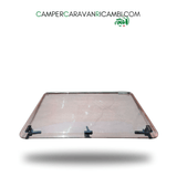 FINESTRA IN PLEXIGLASS FUMÉ CON BORDI STONDATI PER CAMPER HYMER/RAPIDO/NIESSMANN FINE ANNI 90 785x485mm - campercaravanricambi.com
