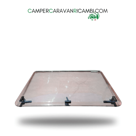 FINESTRA IN PLEXIGLASS FUMÉ CON BORDI STONDATI PER CAMPER HYMER/RAPIDO/NIESSMANN FINE ANNI 90 785x485mm - campercaravanricambi.com