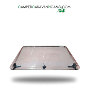 FINESTRA IN PLEXIGLASS FUMÉ CON BORDI STONDATI PER CAMPER HYMER/RAPIDO/NIESSMANN FINE ANNI 90 785x485mm - campercaravanricambi.com