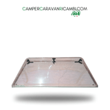 FINESTRA IN PLEXIGLASS FUMÉ CON BORDI STONDATI PER CAMPER HYMER/RAPIDO/NIESSMANN FINE ANNI 90 785x485mm - campercaravanricambi.com