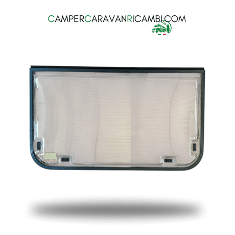 FINESTRA IN PLEXIGLASS FUMÉ/MARRONE CON CORNICE IN ALLUMINIO (HYM 396335) - campercaravanricambi.com