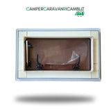 FINESTRA IN PLEXIGLASS MARRONE CON CORNICE AZZURRA PER CAMPER HOBBY VAN FINE ANNI '90 (2413110097) - campercaravanricambi.com