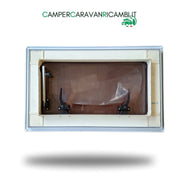 FINESTRA IN PLEXIGLASS MARRONE CON CORNICE AZZURRA PER CAMPER HOBBY VAN FINE ANNI '90 (2413110097) - campercaravanricambi.com