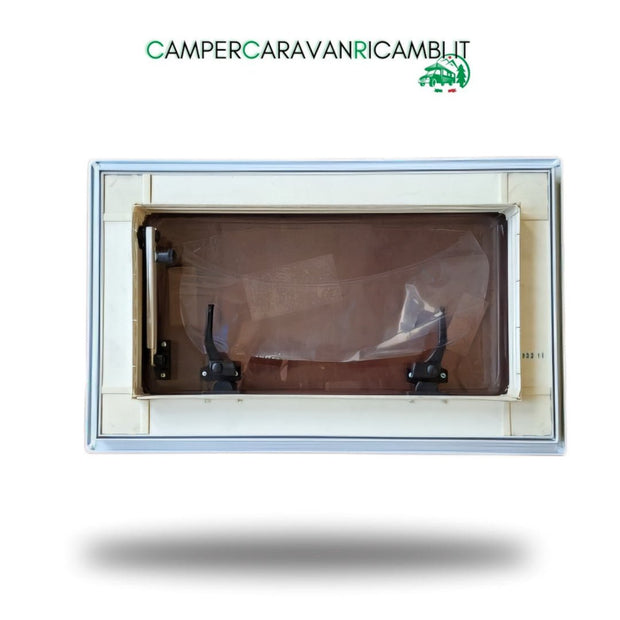 FINESTRA IN PLEXIGLASS MARRONE CON CORNICE AZZURRA PER CAMPER HOBBY VAN FINE ANNI '90 (2413110097) - campercaravanricambi.com