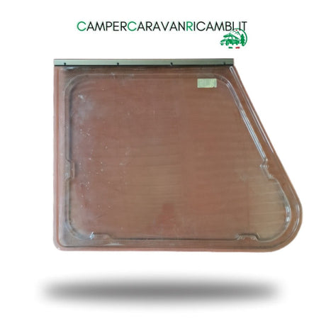 FINESTRA IN PLEXIGLASS SEGMENTATA ANTERIORE SX PER CARAVAN ADRIA ANNI '90 COLORE MARRONE/FUMÉ CON PROFILO COLOR OTTONE (1050610) - campercaravanricambi.com