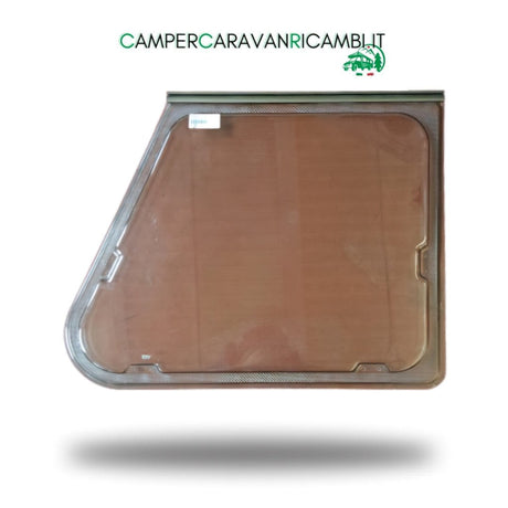 FINESTRA IN PLEXIGLASS SEGMENTATA ANTERIORE SX PER CARAVAN ADRIA ANNI '90 COLORE MARRONE/FUMÉ CON PROFILO COLOR OTTONE (1050610) - campercaravanricambi.com