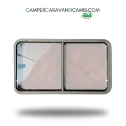 FINESTRA SCORREVOLE BIRKHOLZ COMPLETA DI CORNICE ESTERNA PER CAMPER NIESMANN FLAIR/ARTO FINE ANNI '90/INIZIO 2000 (NIS 0880043) - campercaravanricambi.com