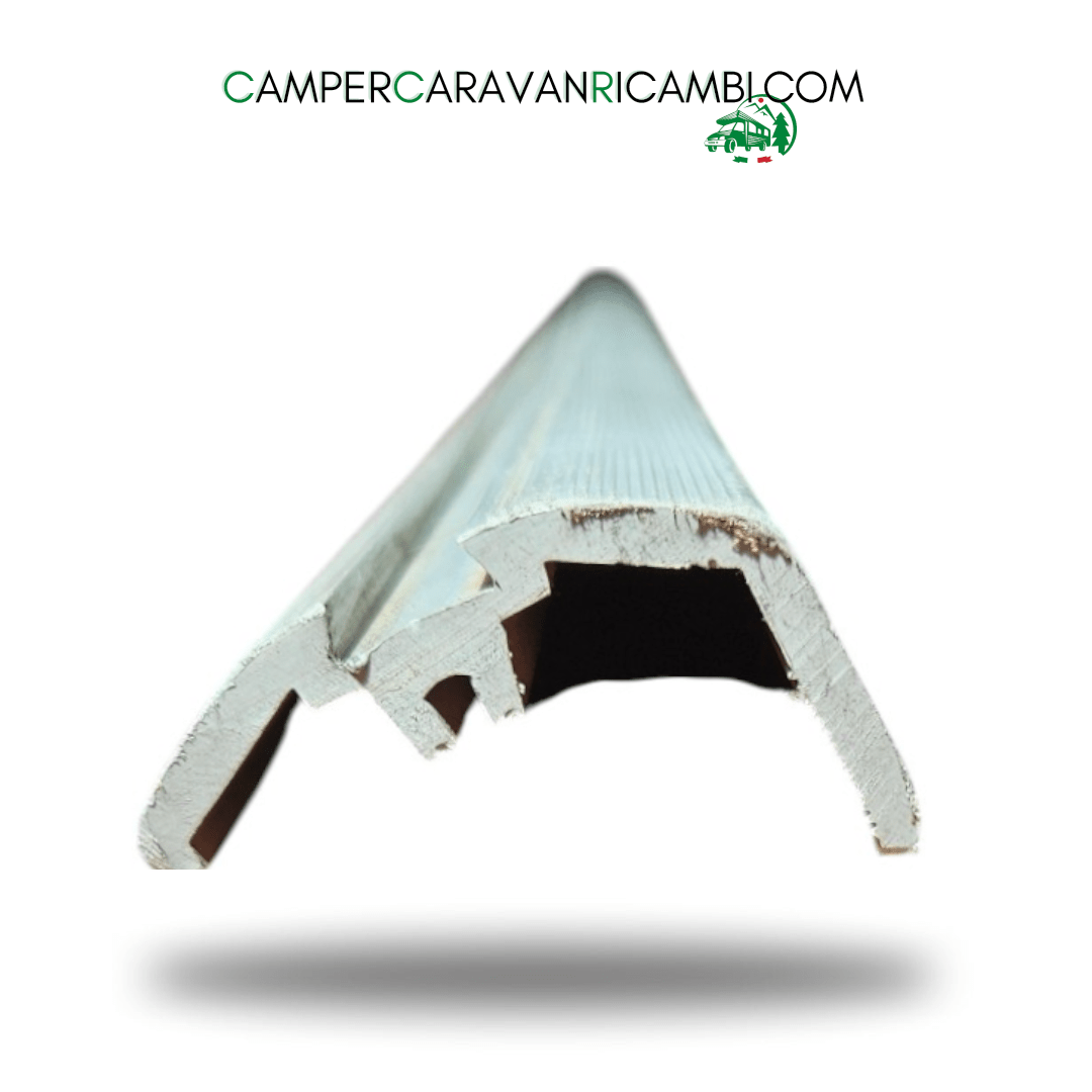 SET DI DUE PROFILI PERIMETRALI GIUNZIONI TETTO/PARETI PER CAMPER ARCA ANNI 90 LUNGHI 4500mm (UNO DEI DUE HA 30cm DI PARTE DANNEGGIATA) - campercaravanricambi.com