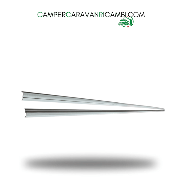 SET DI DUE PROFILI PERIMETRALI GIUNZIONI TETTO/PARETI PER CAMPER ARCA ANNI 90 LUNGHI 4500mm (UNO DEI DUE HA 30cm DI PARTE DANNEGGIATA) - campercaravanricambi.com